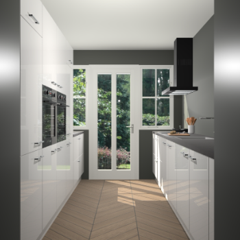 Zijdegrijze hoogglans keuken Olympia 88484