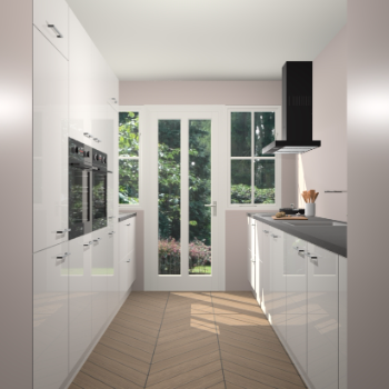 Zijdegrijze hoogglans keuken Olympia 88485