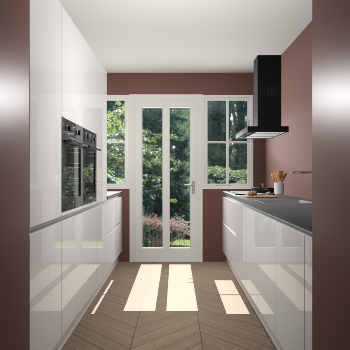 Zijdegrijze hoogglans greeploze keuken Olympia 88486