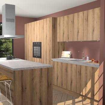 Goud Eiken greeploze keuken Straatsburg 49747