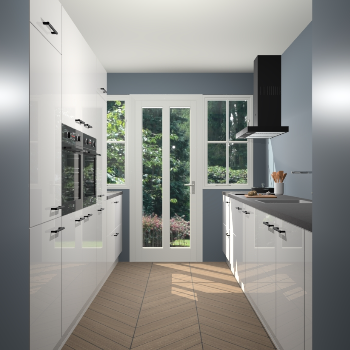 Zijdegrijze hoogglans keuken Olympia 88487