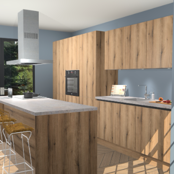 Goud Eiken greeploze keuken Straatsburg 49762