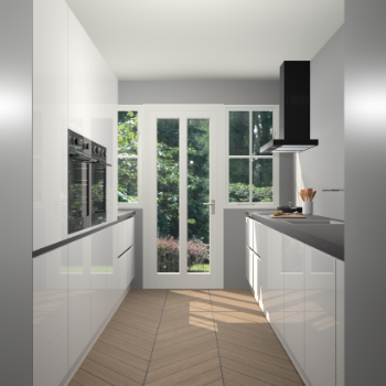 Zijdegrijze hoogglans greeploze keuken Olympia 88489