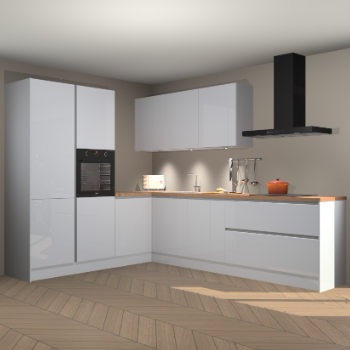 Sneeuwwitte hoogglans greeploze keuken Parla 88057