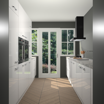 Zijdegrijze hoogglans keuken Olympia 88491