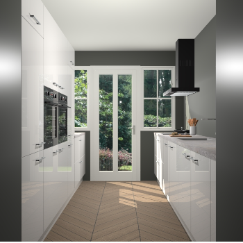 Zijdegrijze hoogglans keuken Olympia 88497