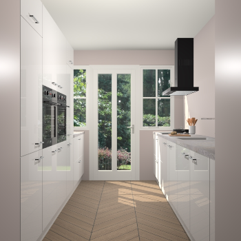 Zijdegrijze hoogglans keuken Olympia 88498