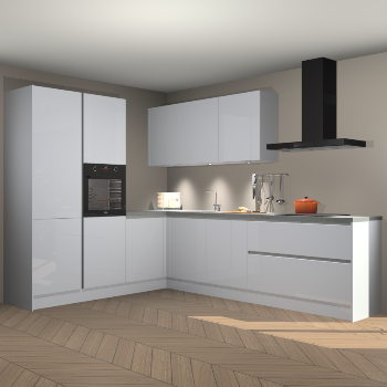 Sneeuwwitte hoogglans greeploze keuken Parla 90737