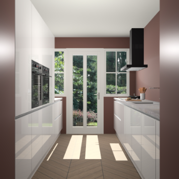 Zijdegrijze hoogglans greeploze keuken Olympia 88499