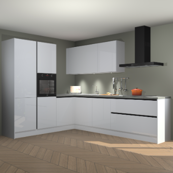 Sneeuwwitte hoogglans greeploze keuken Parla 90740