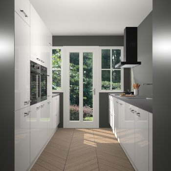 Zijdegrijze hoogglans keuken Olympia 88504