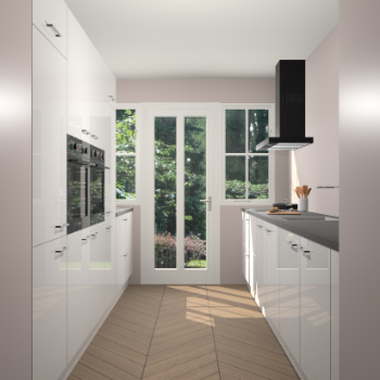 Zijdegrijze hoogglans keuken Olympia 88505