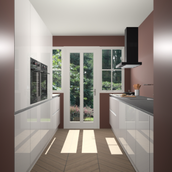 Zijdegrijze hoogglans greeploze keuken Olympia 88506