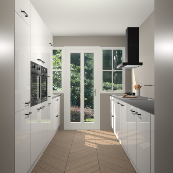 Zijdegrijze hoogglans keuken Olympia 88508