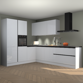 Sneeuwwitte hoogglans greeploze keuken Parla 90748