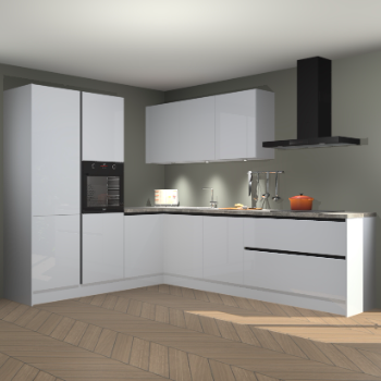 Sneeuwwitte hoogglans greeploze keuken Parla 90759