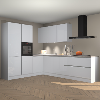 Sneeuwwitte hoogglans greeploze keuken Parla 90762