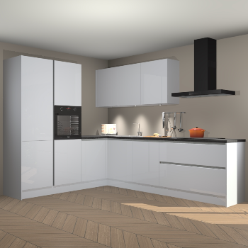 Sneeuwwitte hoogglans greeploze keuken Parla 90775