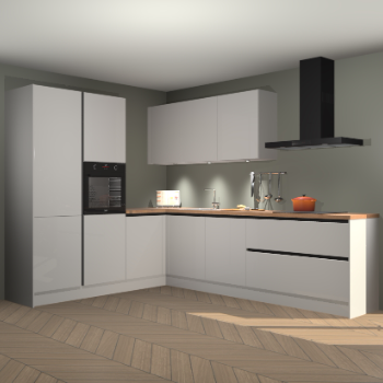 Zijdegrijze hoogglans greeploze keuken Parla 90786