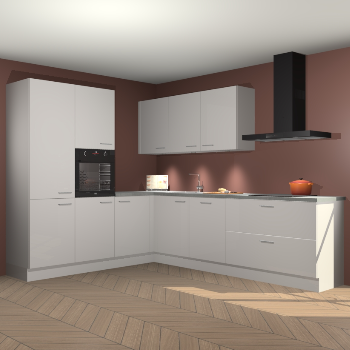 Zijdegrijze hoogglans keuken Parla 90788