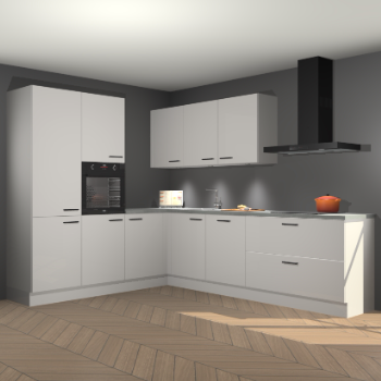 Zijdegrijze hoogglans keuken Parla 90790