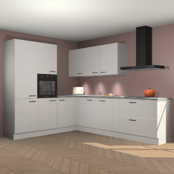 Zijdegrijze hoogglans keuken Parla 90791