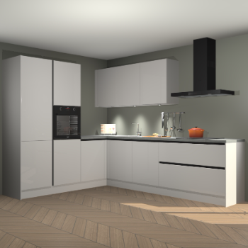 Zijdegrijze hoogglans greeploze keuken Parla 90792