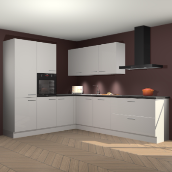 Zijdegrijze hoogglans keuken Parla 90793