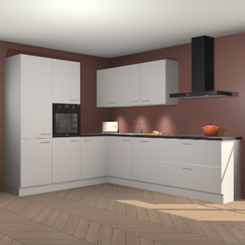 Zijdegrijze hoogglans keuken Parla 90794