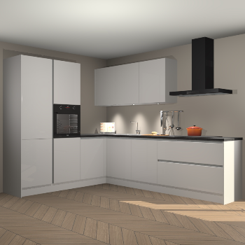 Zijdegrijze hoogglans greeploze keuken Parla 90795
