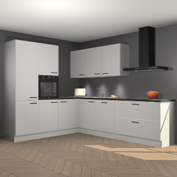 Zijdegrijze hoogglans keuken Parla 90796