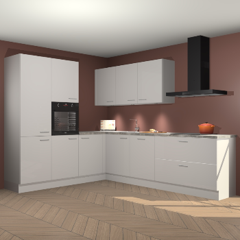 Zijdegrijze hoogglans keuken Parla 90801