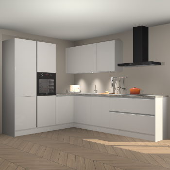 Zijdegrijze hoogglans greeploze keuken Parla 90802