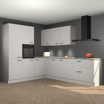 Zijdegrijze hoogglans keuken Parla 90803