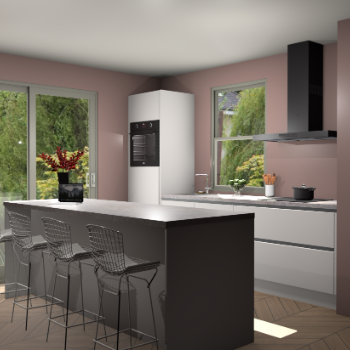 Zijdegrijze greeploze keuken Toulouse 49545