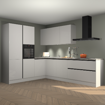 Zijdegrijze hoogglans greeploze keuken Parla 90805