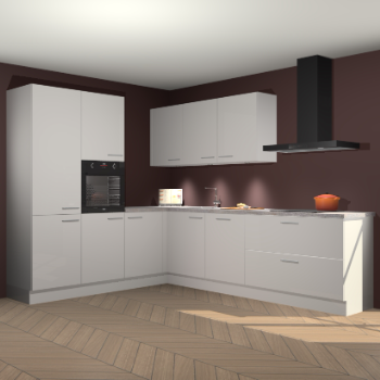 Zijdegrijze hoogglans keuken Parla 90807