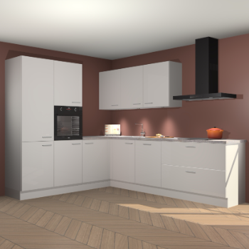 Zijdegrijze hoogglans keuken Parla 90808