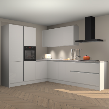 Zijdegrijze hoogglans greeploze keuken Parla 90809