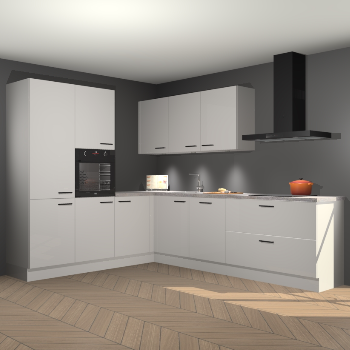 Zijdegrijze hoogglans keuken Parla 90810