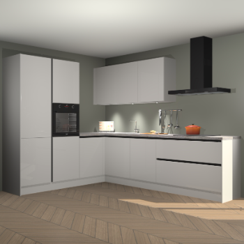 Zijdegrijze hoogglans greeploze keuken Parla 90813