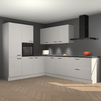 Zijdegrijze hoogglans keuken Parla 90817