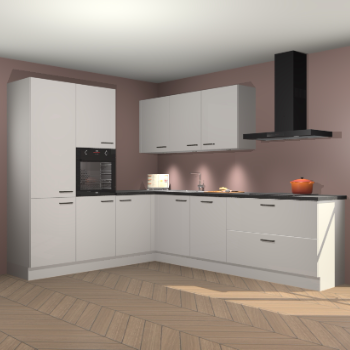 Zijdegrijze hoogglans keuken Parla 90818