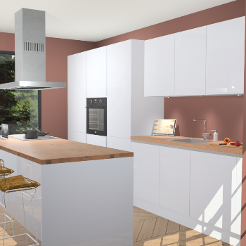 Sneeuwwitte Hoogglans Greeploze keuken Straatsburg 50100