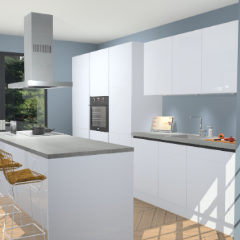 Sneeuwwitte Hoogglans Greeploze keuken Straatsburg 50050