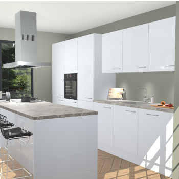 Sneeuwwitte Hoogglans keuken Straatsburg 50125