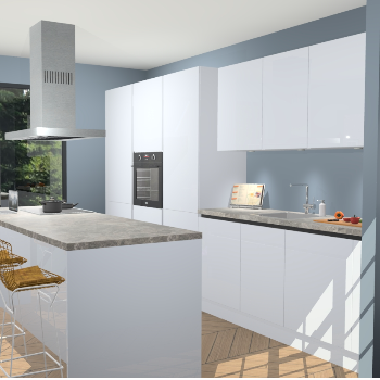 Sneeuwwitte Hoogglans Greeploze keuken Straatsburg 50141