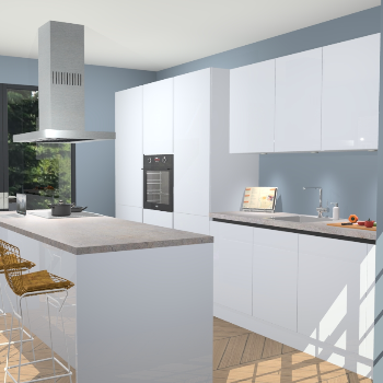 Sneeuwwitte Hoogglans Greeploze keuken Straatsburg 50142