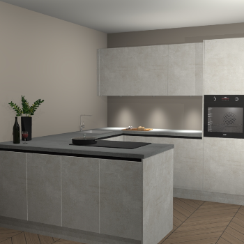 Beton opaal greeploze keuken Rosario 70414