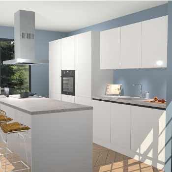 Zijdegrijze Hoogglans Greeploze keuken Straatsburg 50248